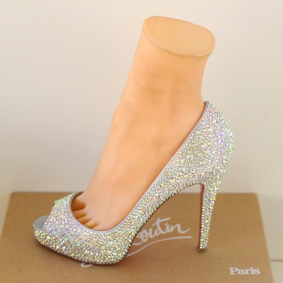 Christian Louboutin White Very Prive Swarovski Strass Ab Crystal - Picture 5 of 11